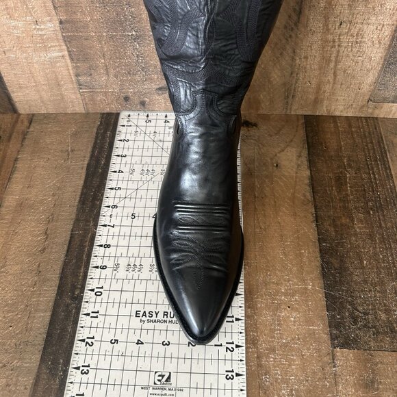 Justin W2386 Classic Black Pointed Toe Western Cowboy Boots Mens 10 D - Picture 9 of 12